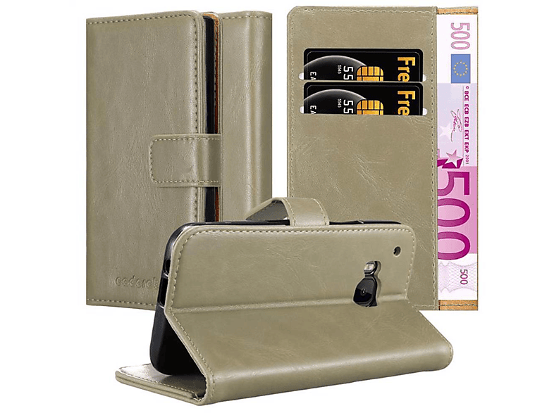 ONE HTC, Style, M9, CAPPUCCINO Book Luxury CADORABO Hülle BRAUN Bookcover,