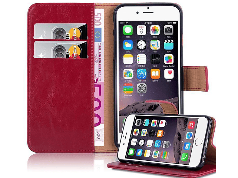 CADORABO Hülle Luxury Style, Bookcover, PLUS 6S / Apple, 6 iPhone PLUS, ROT WEIN Book