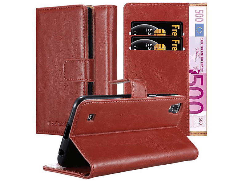 CADORABO Hülle Luxury WEIN X ROT Book POWER, LG, Style, Bookcover