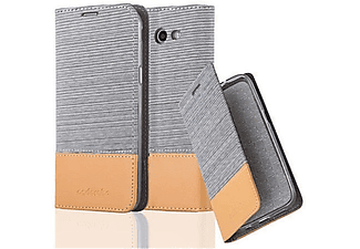 CADORABO Jeans Book Hülle, Bookcover, Samsung, Galaxy J3 2017 US Version, HELL GRAU BRAUN