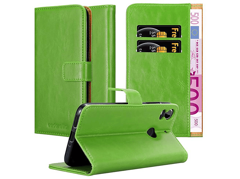 CADORABO Hülle Luxury Book Style, Bookcover, HTC, Desire 10 PRO, GRAS GRÜN