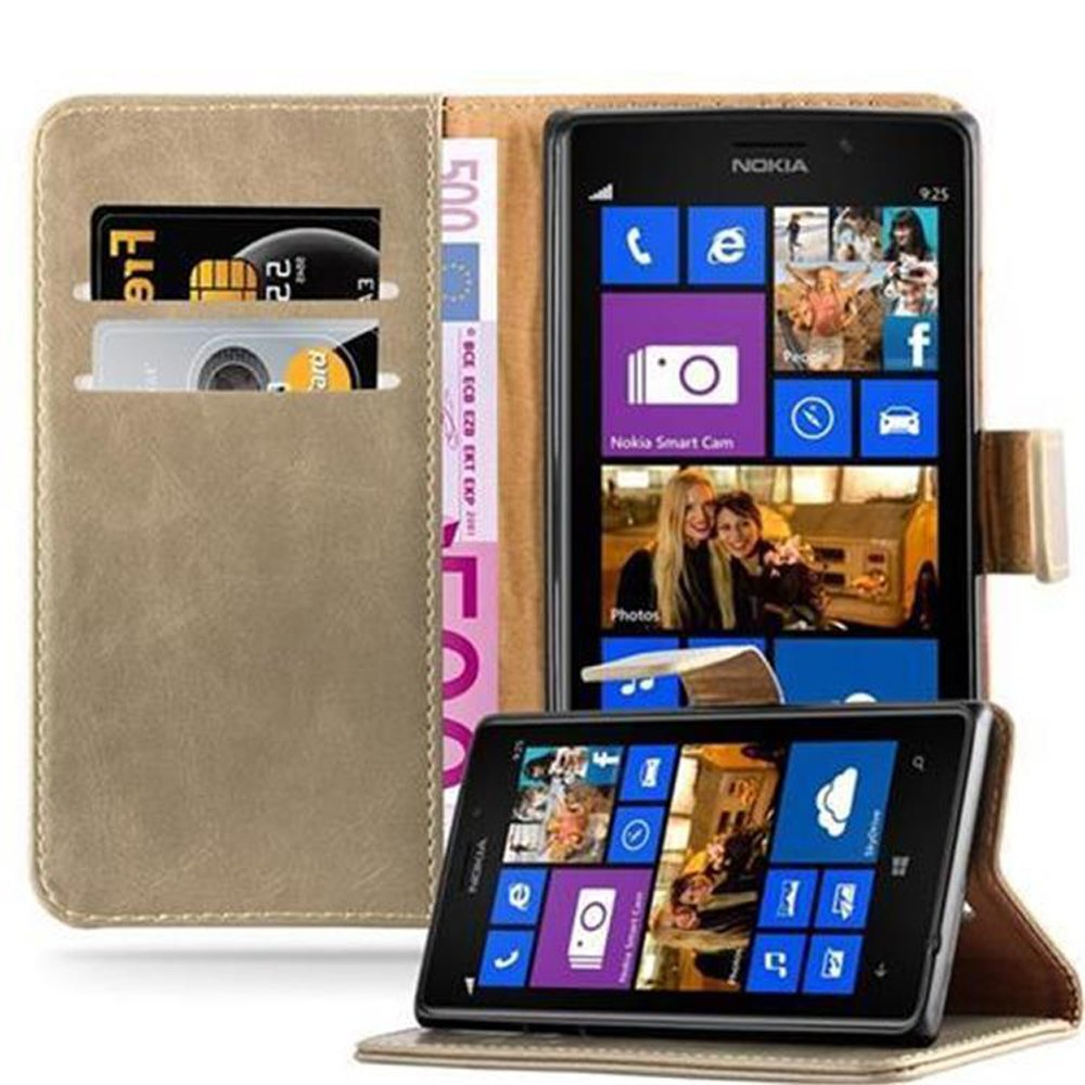 CADORABO Hülle Nokia, BRAUN Style, CAPPUCCINO Book Lumia 925, Luxury Bookcover,