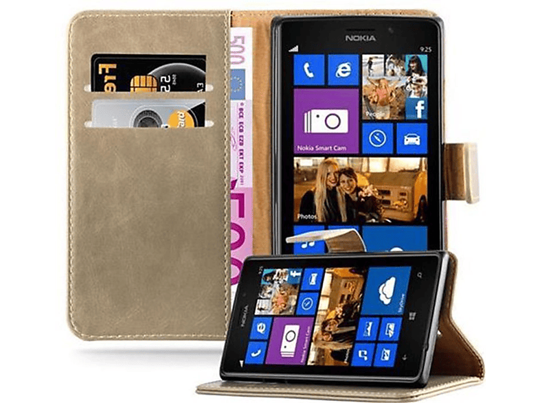 CADORABO Hülle Luxury Book Style, Bookcover, Nokia, Lumia 925, CAPPUCCINO BRAUN