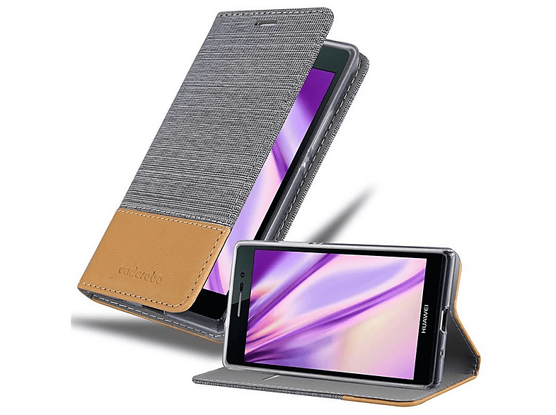 Cadorabo Case Compatible with Huawei P7 in Night Black - Flip Style
