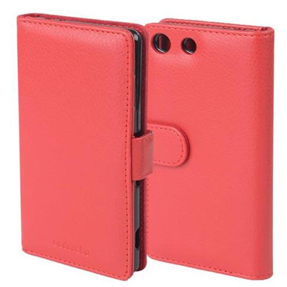 Hülle Kartenfach M5, ROT Xperia Book Bookcover, INFERNO Sony, CADORABO mit Standfunktuon,