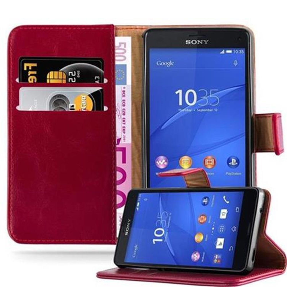 CADORABO Hülle Style, WEIN Bookcover, Luxury Sony, Book Z3 COMPACT, Xperia ROT
