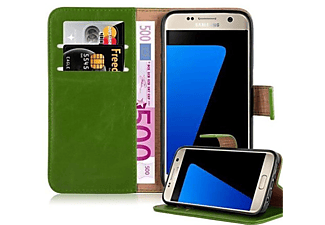 CADORABO Luxury Book Stlye Cover, Bookcover, Samsung, Galaxy S7, GRAS GRÜN