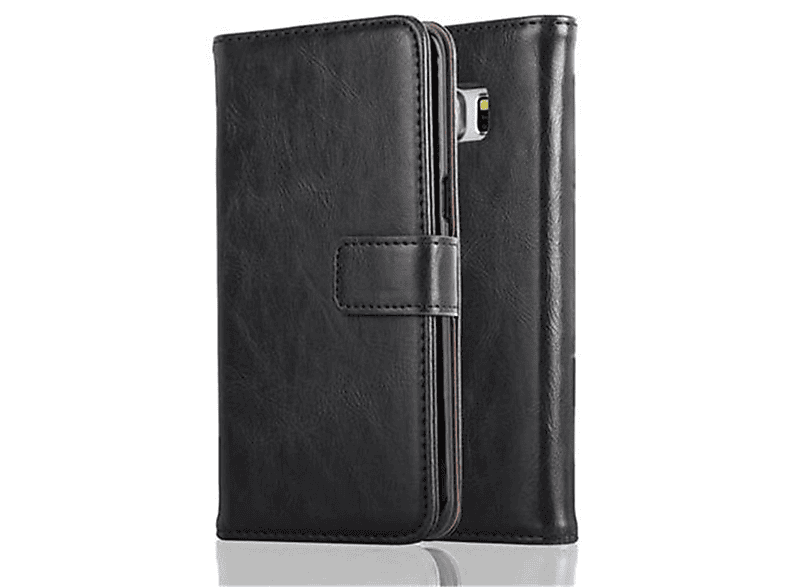 SCHWARZ Luxury S6 GRAPHIT Book Hülle Samsung, CADORABO Style, Galaxy EDGE, Bookcover,