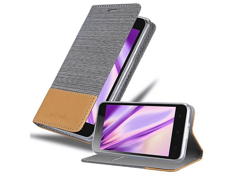 Custodia A Libro Cadorabo Per Lenovo C2 - Portafoglio In Tessuto E Pelle, Azzurro Scuro/Nero, Con Slot E Stand - 5