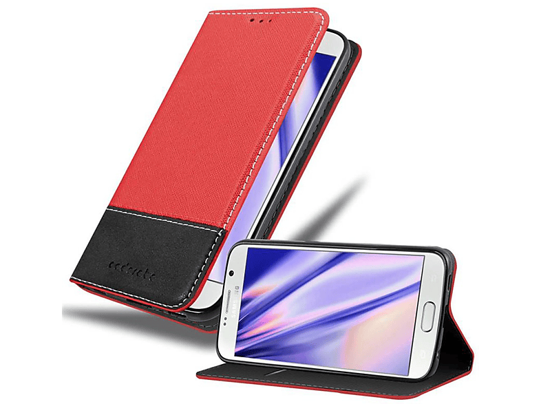 CADORABO Kunstleder Hülle, Galaxy Bookcover, Samsung, ROT SCHWARZ S6