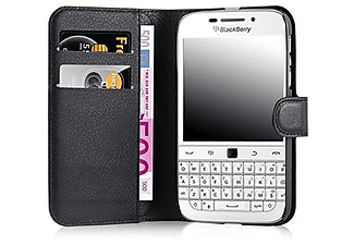 carcasa de móvil  - Funda libro para Móvil - Carcasa protección resistente de estilo libro CADORABO, Blackberry, Q20, negro fantasma