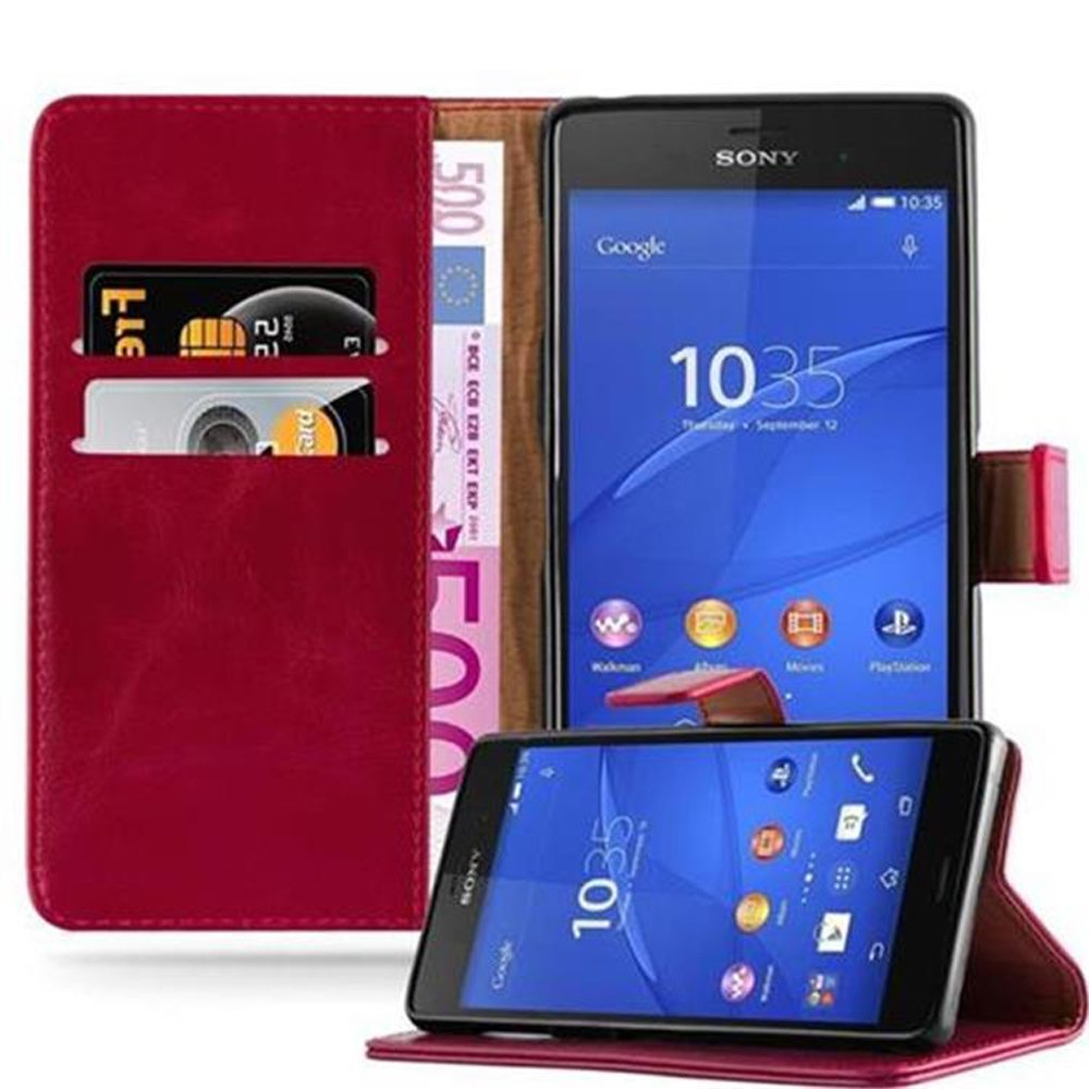 Hülle Xperia Sony, Style, Bookcover, Z3, Book WEIN Luxury CADORABO ROT