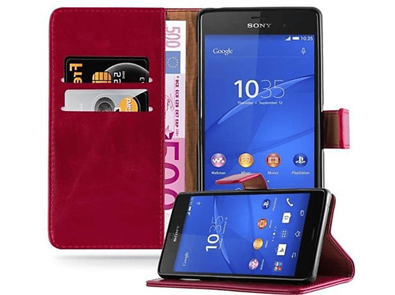 CADORABO Hülle Luxury Book Style, Bookcover, Sony, Xperia Z3, WEIN ROT