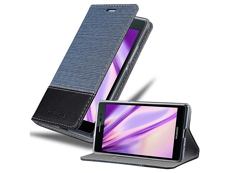 Cadorabo Cover Flip Con Chiusura Magnetica Per Huawei P7 - Custodia Portafoglio In Pelle Sintetica Notte Nera