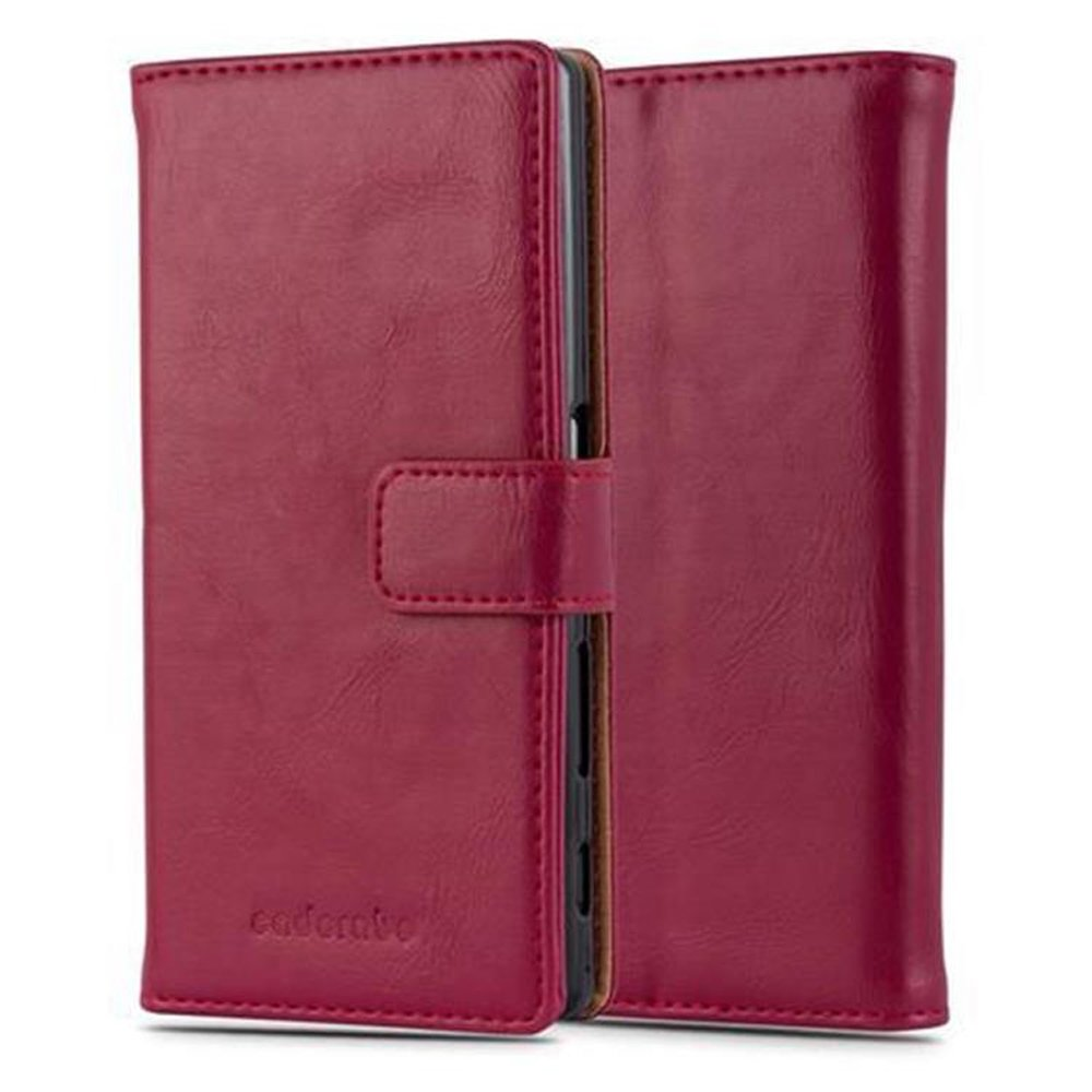 CADORABO Sony, Book Luxury ROT Hülle Style, Bookcover, WEIN Xperia Z5,