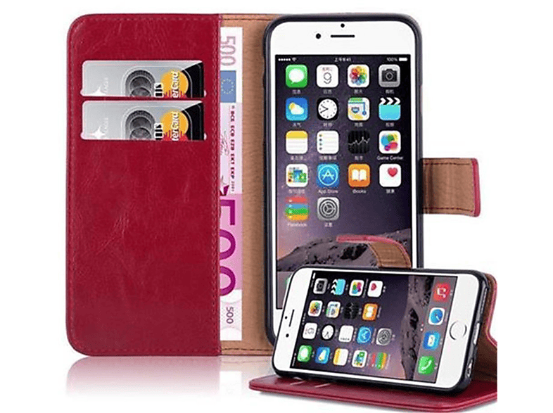 CADORABO Hülle Luxury Book Style, Bookcover, Apple, iPhone 6 / 6S, WEIN ROT