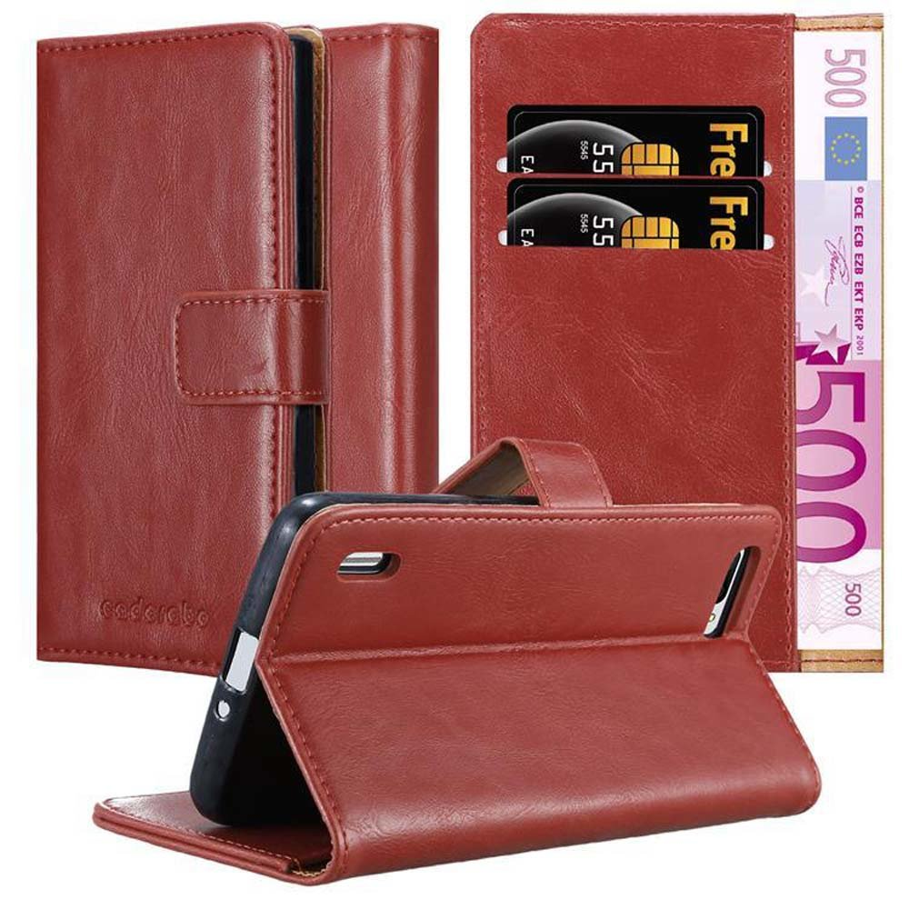 CADORABO Hülle Luxury Book Style, Bookcover, WEIN PLUS, 6 Honor, ROT