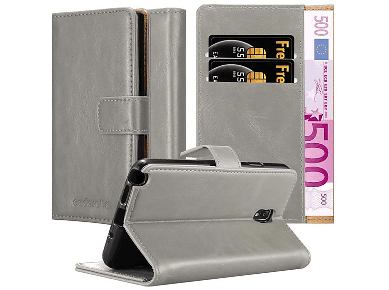 CADORABO Hülle Luxury Book Style, NOTE NEO, Galaxy CAPPUCCINO 3 Samsung, BRAUN Bookcover