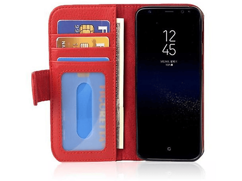 Standfunktuon, INFERNO Kartenfach Hülle Galaxy ROT Samsung, mit S8, CADORABO Book Bookcover,