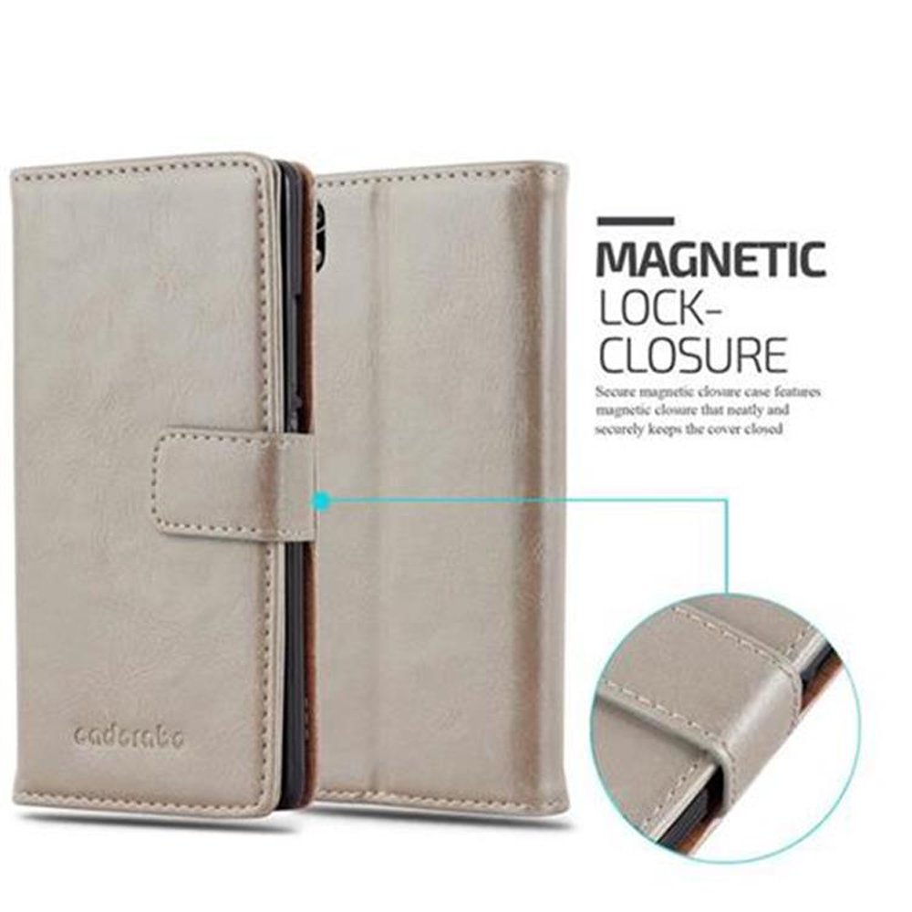Huawei, Luxury Bookcover, Hülle CAPPUCCINO P7, Style, BRAUN ASCEND Book CADORABO