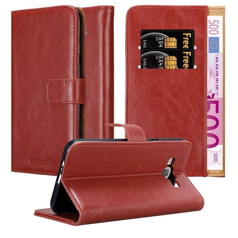 ROT CADORABO Galaxy 2015, Style, Luxury Book Samsung, Hülle Bookcover, WEIN A8