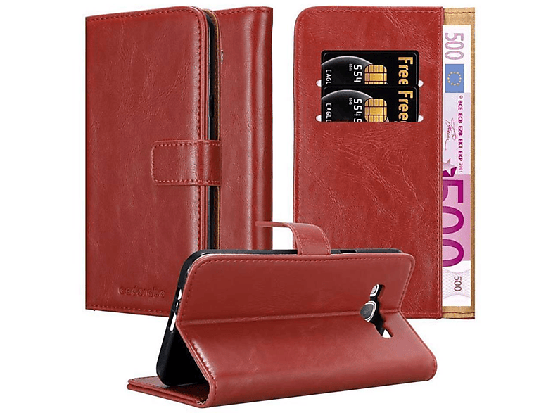 Style, ROT Samsung, A8 Luxury Hülle WEIN Book Bookcover, CADORABO Galaxy 2015,