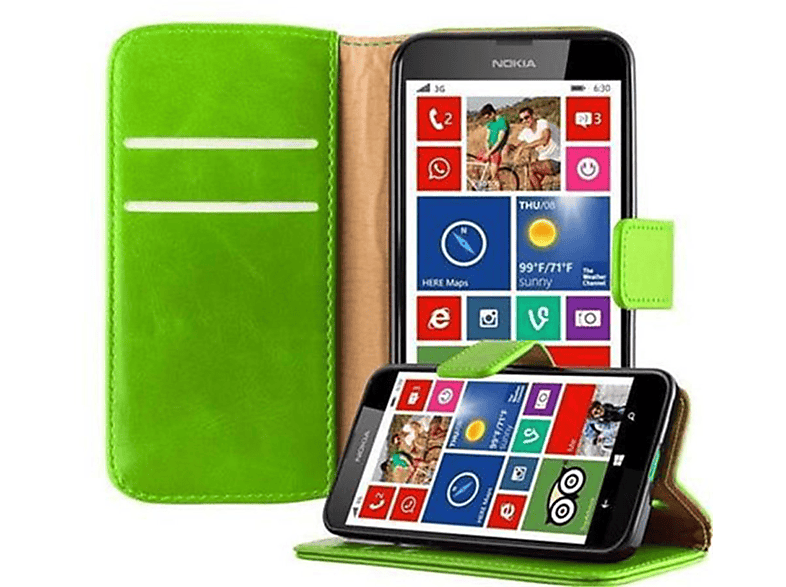 Hülle Nokia, CADORABO / Luxury GRÜN Bookcover, Style, 630 Lumia 635, GRAS Book