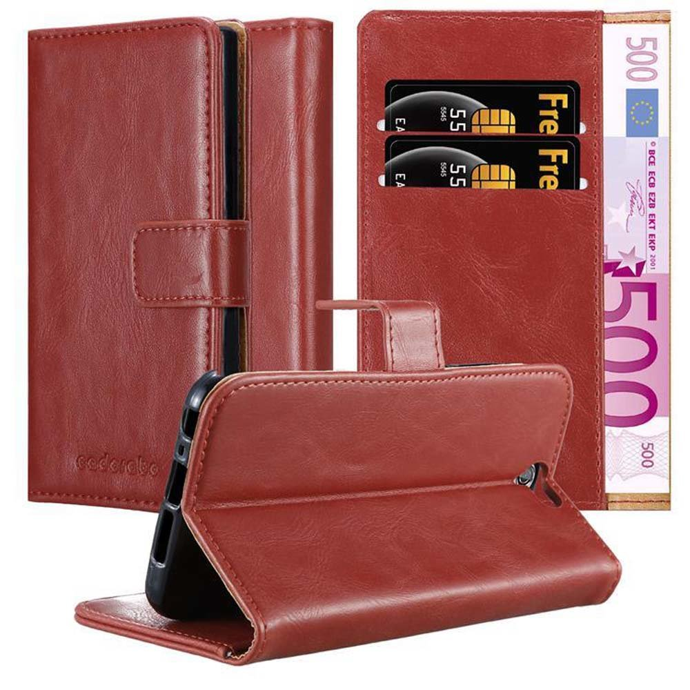 Style, CADORABO HTC, Bookcover, ONE Book Hülle A9, Luxury ROT WEIN