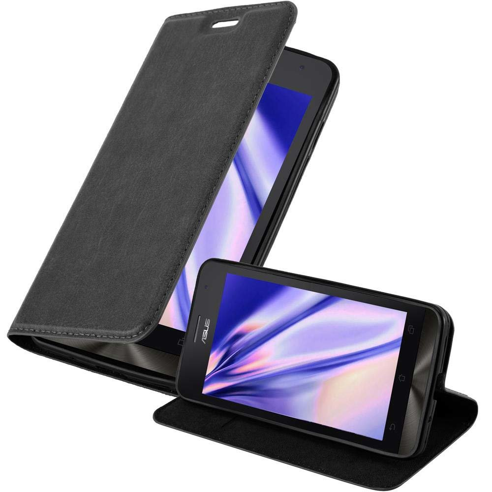 Schwarze Handyhülle mit Telefon im Inneren, mit einem ASUS-Logo.