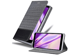 CADORABO Jeans Book Hülle, Bookcover, Samsung, Galaxy A6 PLUS 2018, GRAU SCHWARZ