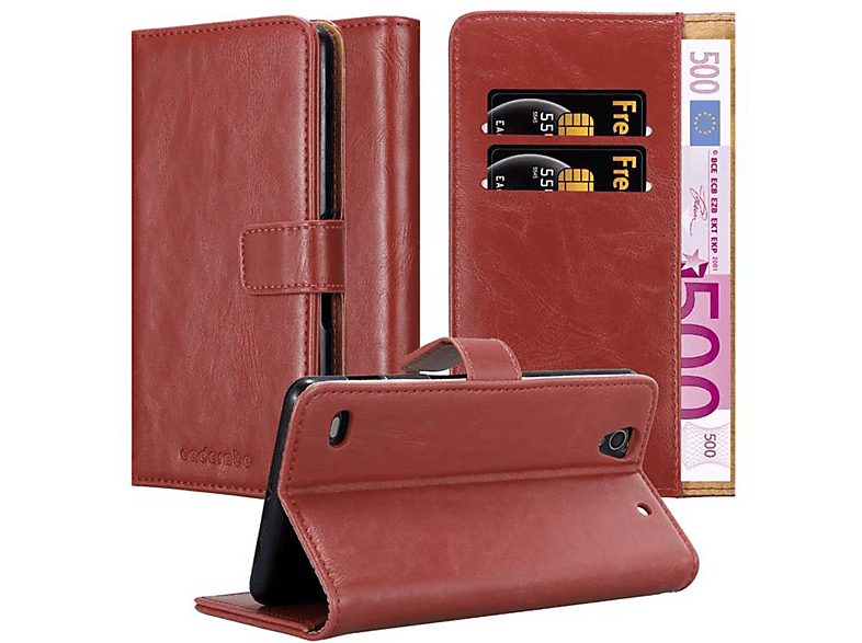 CADORABO Hülle Luxury Book Style, Bookcover, Sony, Xperia C4, WEIN ROT