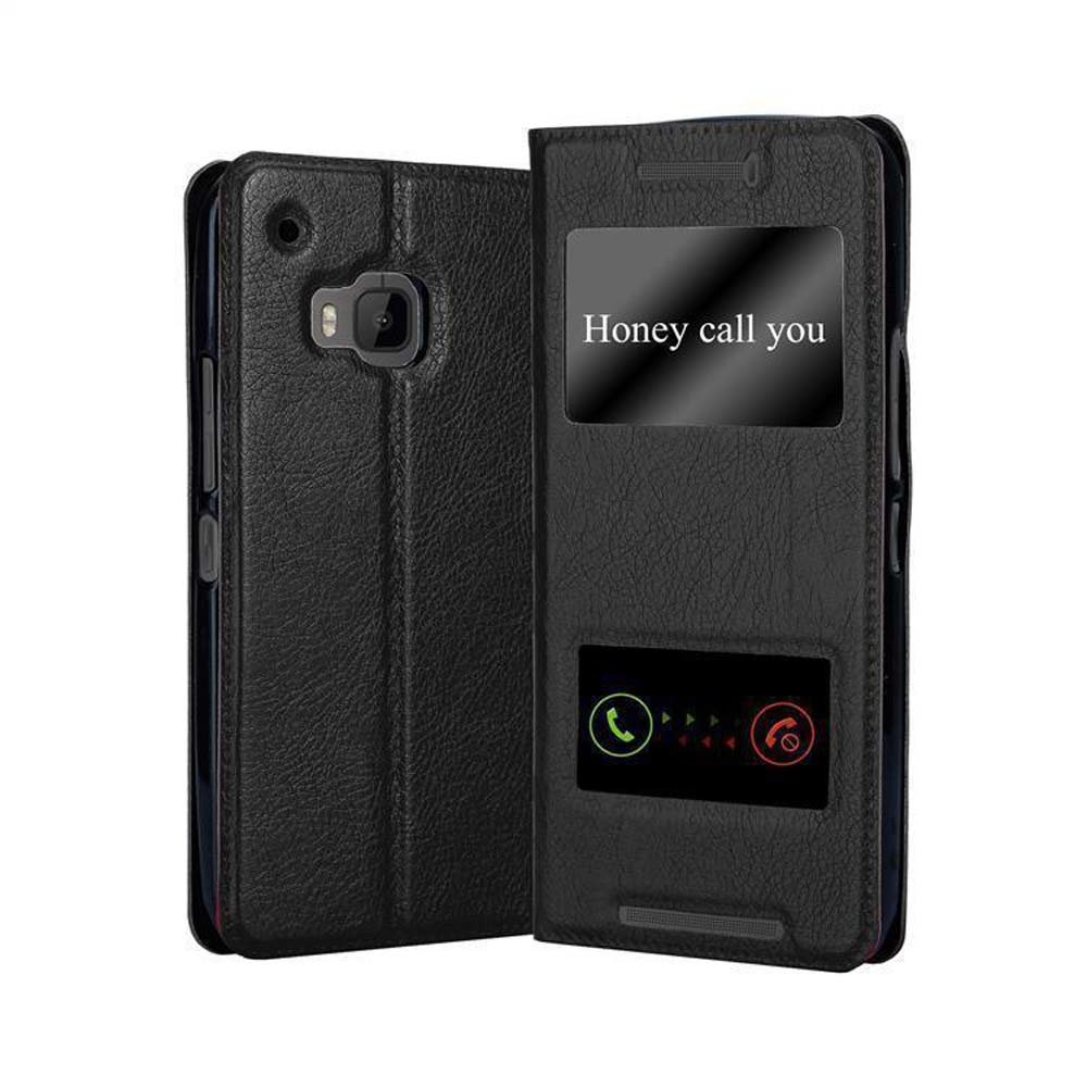Funda negra, abierta. Pantalla muestra Honey call you. Fondo blanco.
