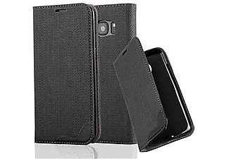 CADORABO Book Magnet Hülle Bastoptik, Bookcover, Samsung, Galaxy S7 EDGE, EBENHOLZ SCHWARZ