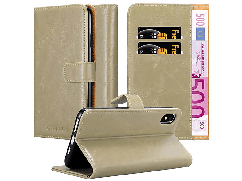 CADORABO Hülle Luxury Style, MAX, Apple, CAPPUCCINO XS Book iPhone BRAUN Bookcover