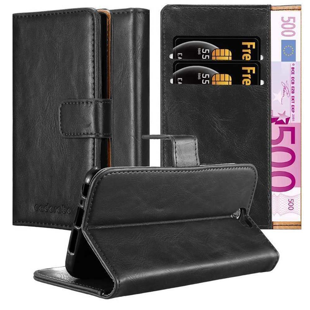 Style, SCHWARZ Bookcover, GRAPHIT A9, Luxury CADORABO Book Hülle ONE HTC,