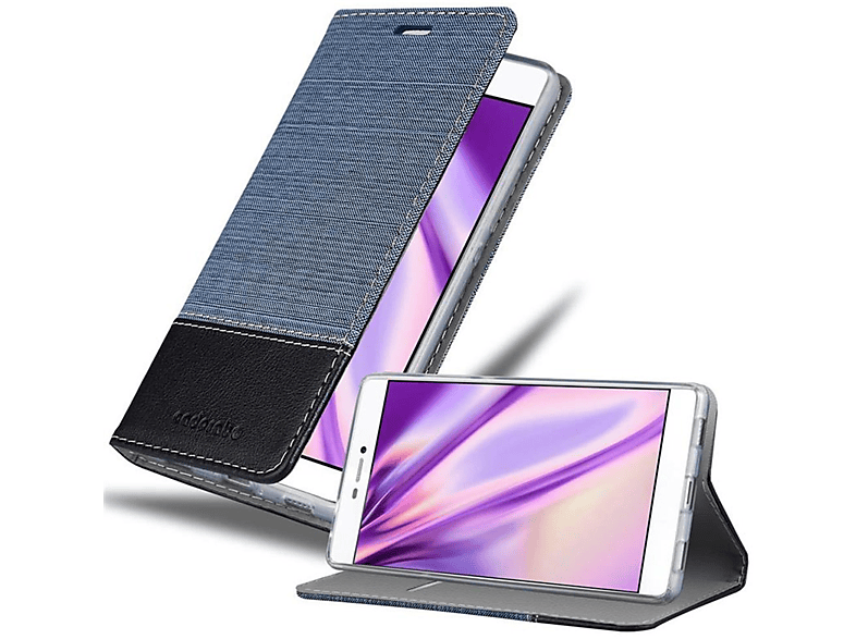 Cadorabo Custodia Libro per Huawei P8 in BLU SCURO MARRONE - con Vani
