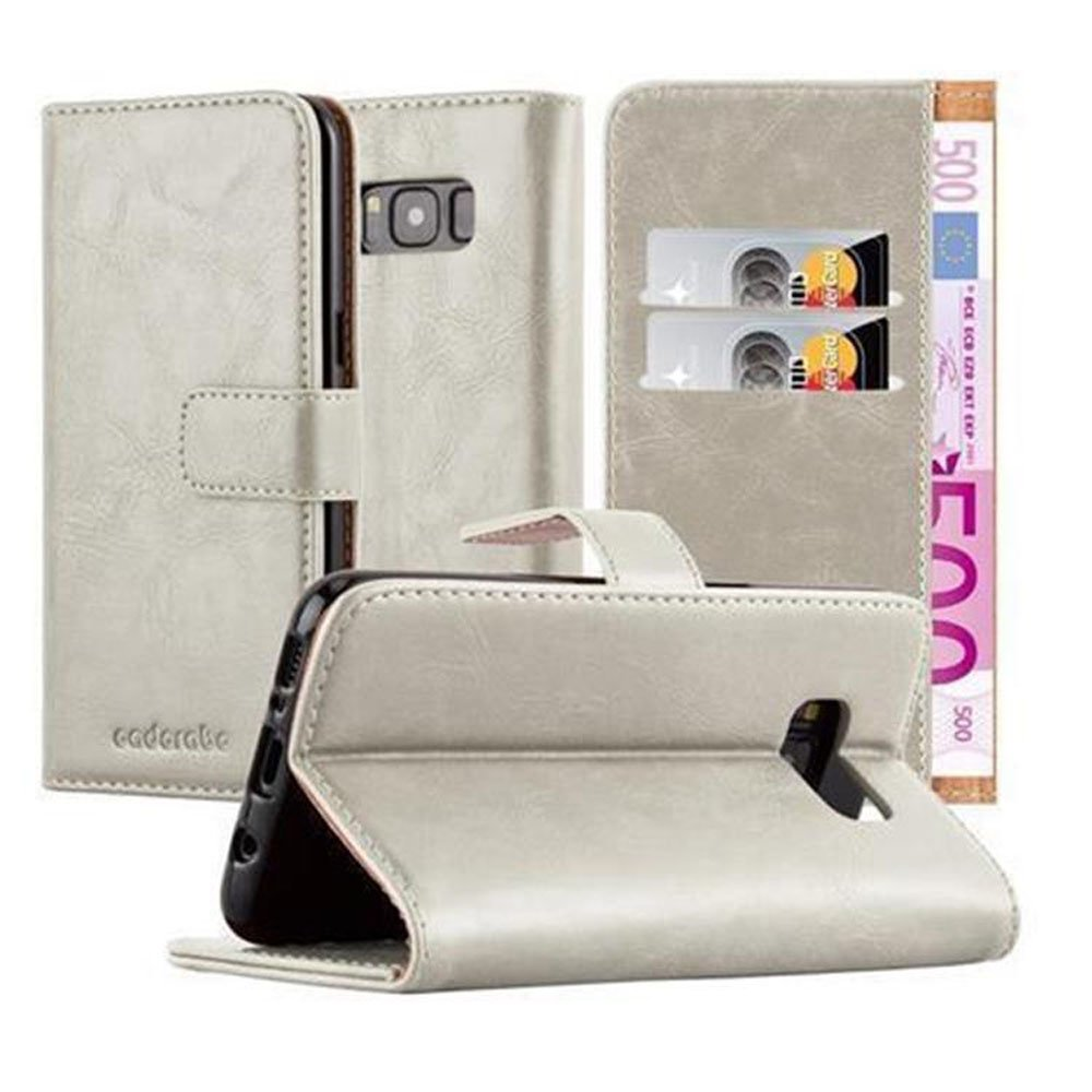 S8 Luxury Bookcover, Book Hülle BRAUN PLUS, Style, CAPPUCCINO Galaxy Samsung, CADORABO