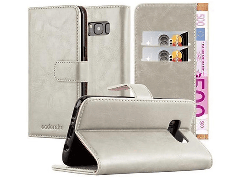 S8 Luxury Bookcover, Book Hülle BRAUN PLUS, Style, CAPPUCCINO Galaxy Samsung, CADORABO