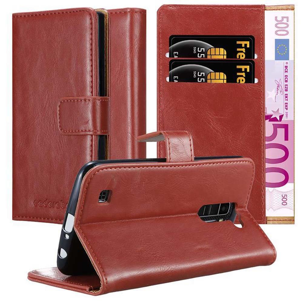 LG, CADORABO 2016, K10 Bookcover, Style, WEIN Book Luxury ROT Hülle