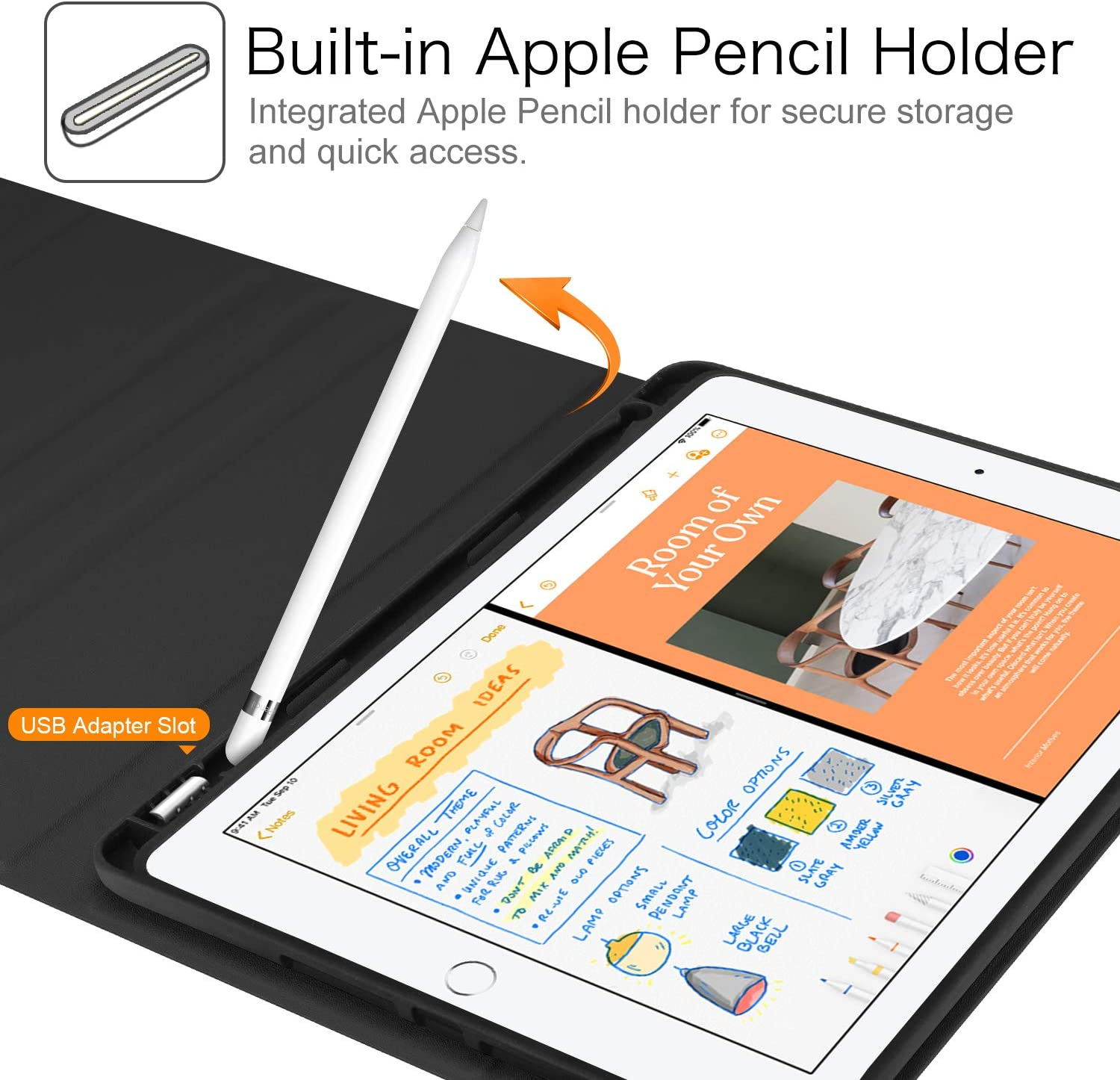 Apple FINTIE Bookcover Kunstleder, Schwarz Tablethülle Tastatur für Hülle +