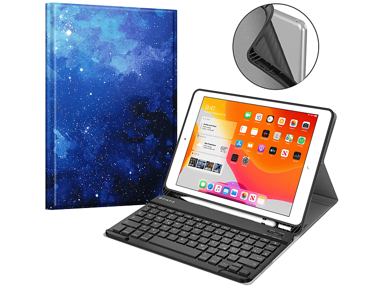 FINTIE Hülle + Tastatur, Bookcover, Apple, iPad 10.2 Zoll (9. Generation 2021/8. Gen 2020/7. Gen 2019), Sternenhimmel