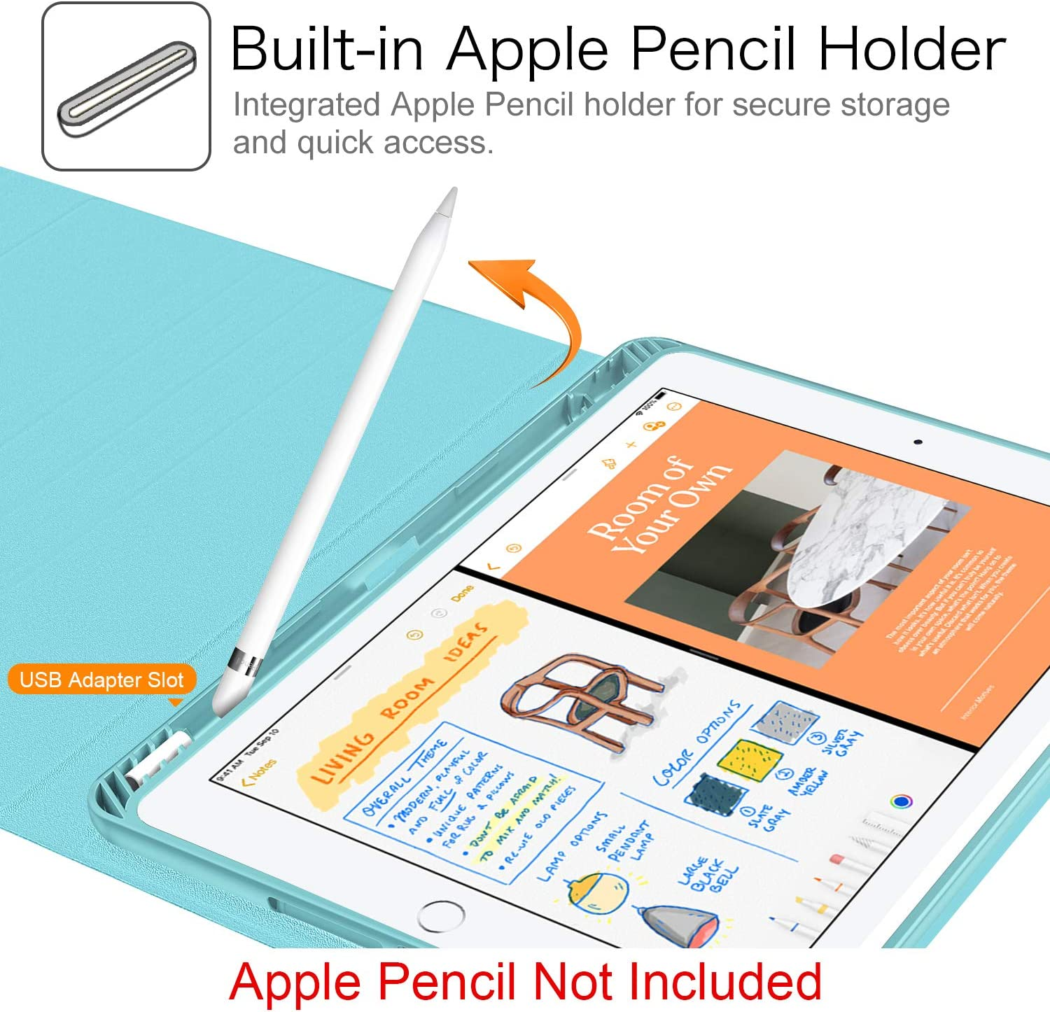 Apple Mandelblüten Bookcover Tastatur FINTIE Kunstleder, Hülle für Tablethülle +