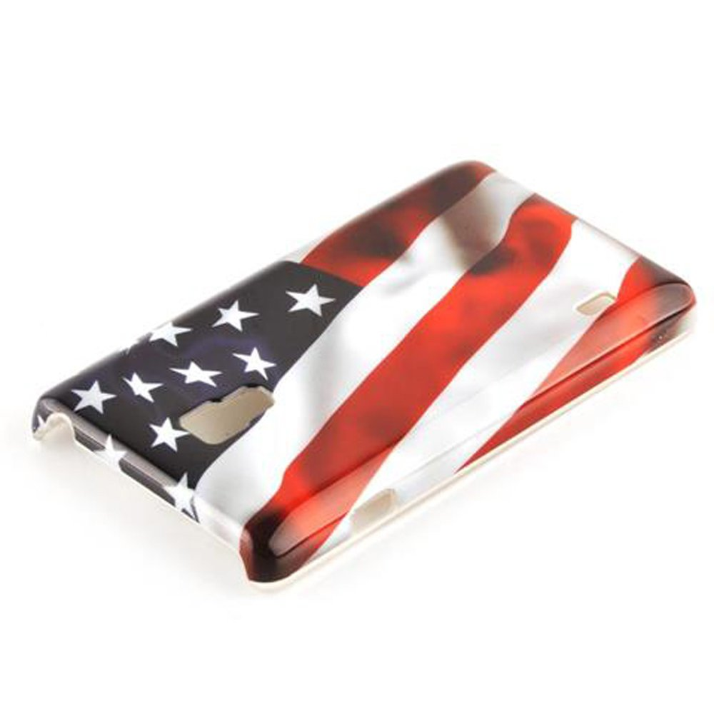Handyhülle mit amerikanischem Flaggen-Design. Rote und weiße Streifen mit Sternen. Schwarzer Rand.