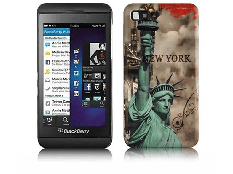 CADORABO Hülle Hard trendigen - Case Z10, Blackberry, Schutzhülle Design, NEW YORK Backcover, FREIHEITSSTATUE im
