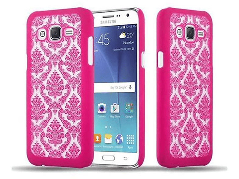 CADORABO Hülle Hard Case Paisley J5 Design, Galaxy Henna Blumen PINK Samsung, in Backcover, 2015