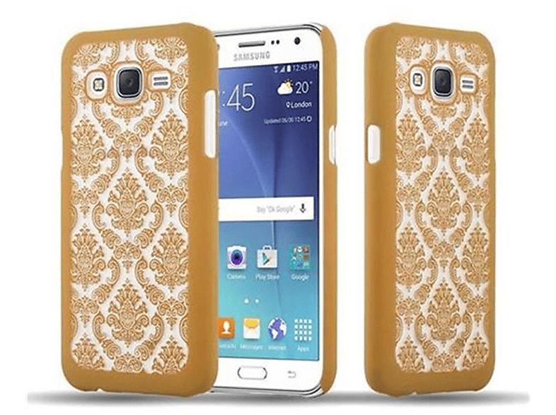 CADORABO Hülle Hard Case in Blumen Paisley Henna Design, Backcover, Samsung, Galaxy J5 2015, GOLD