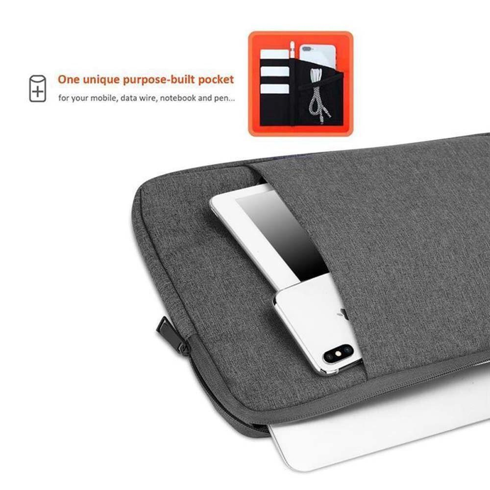 GRAU DUNKEL mit Tablet Zoll Fach Schutz Tasche Stoff, Laptop Notebook Universal Samt-Innenfutter für Laptoptasche / und Sleeve 14 CADORABO