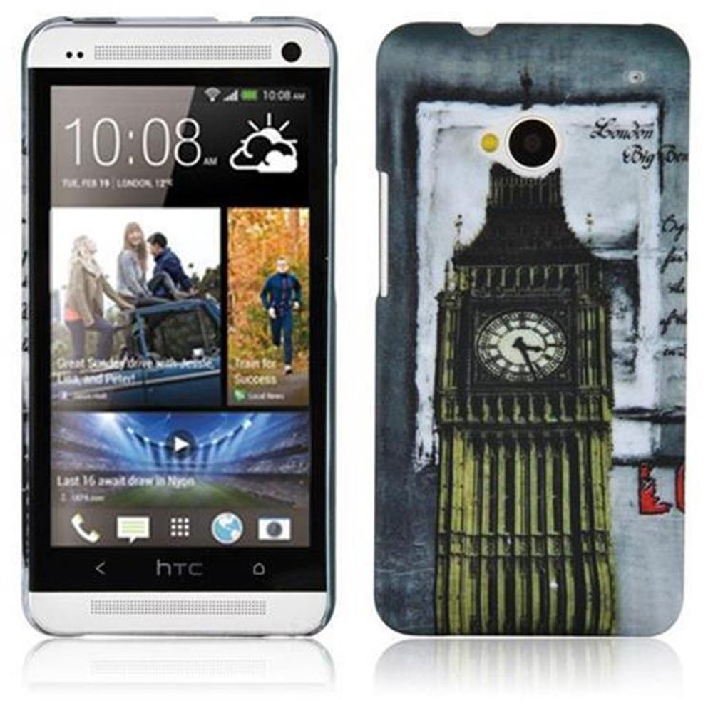 CADORABO Hülle Hard Case Schutzhülle BEN HTC, trendigen LONDON - ONE M7, Backcover, BIG Design, im