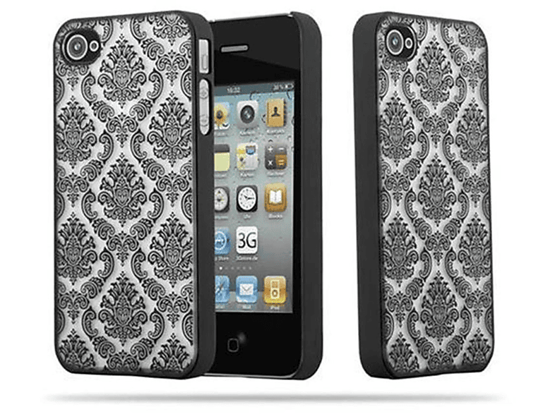CADORABO Hülle / 4S, Blumen Hard Backcover, Case 4 in iPhone SCHWARZ Apple, Design, Paisley Henna