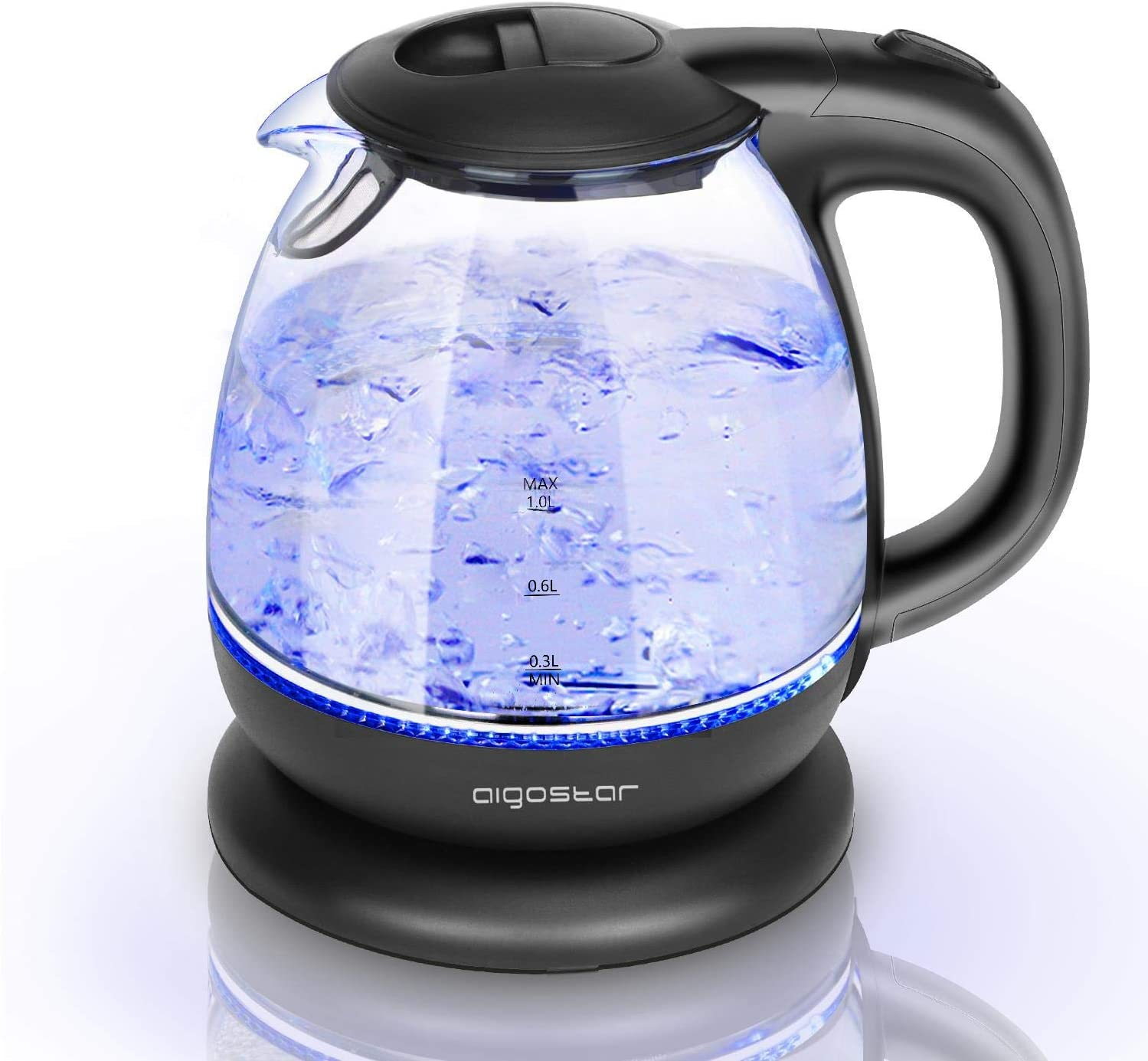 Hervidor de agua - Hervidor de agua eléctrico, 2200W, 1L Aigostar Elfin. AIGOSTAR, 2200 W, 1 l, Negro